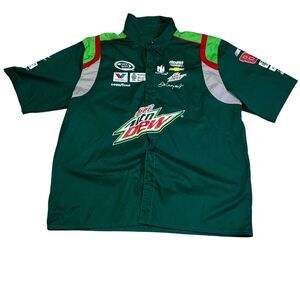 JH NATION Dale Earnhardt Jr Mountain Dew Nascar Racing Button Shirt Size 2XL